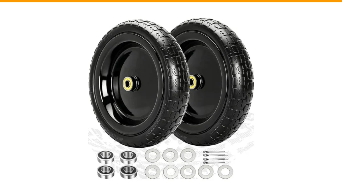 13 inch flat free garden cart wheels