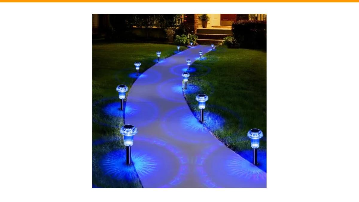 blue solar garden lights