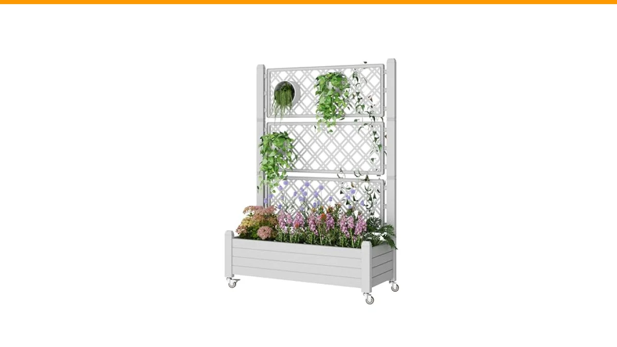elevated planter with trellis